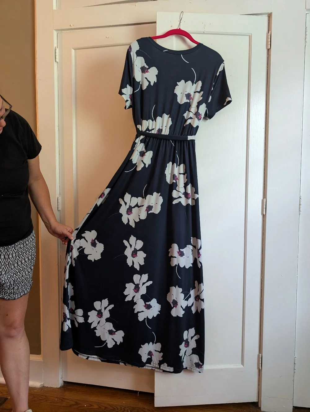 Amazon Krandia Maxi Dress, XL, Cotton Knit, Crossover Top, A Line, Short Sleeves - Picture 5 of 7